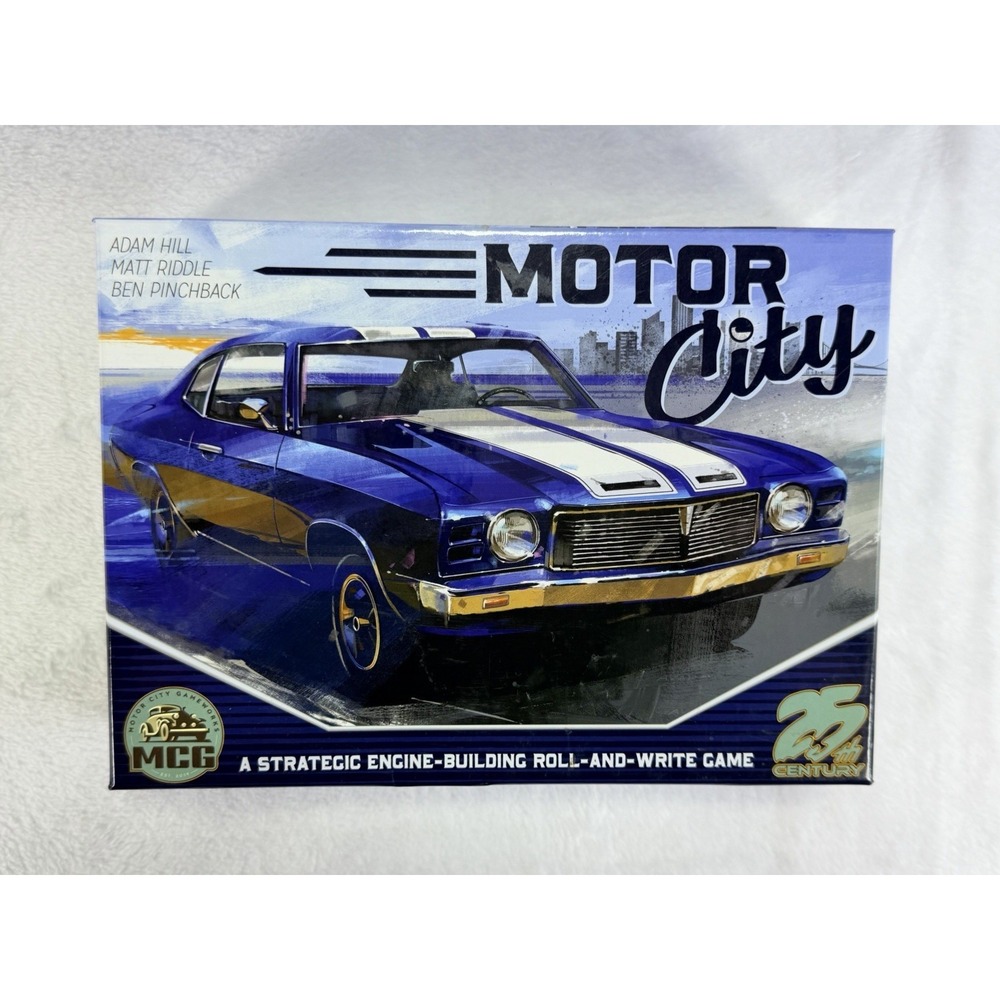 Motor City Board Game 25th Century Games Roll and Write Strategy Muscle Car